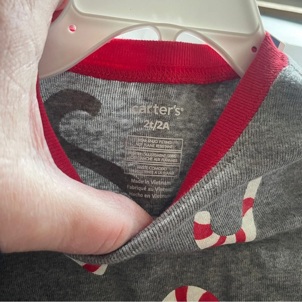 Carters NWT Gray and Red Candy Cane Kids Pajamas